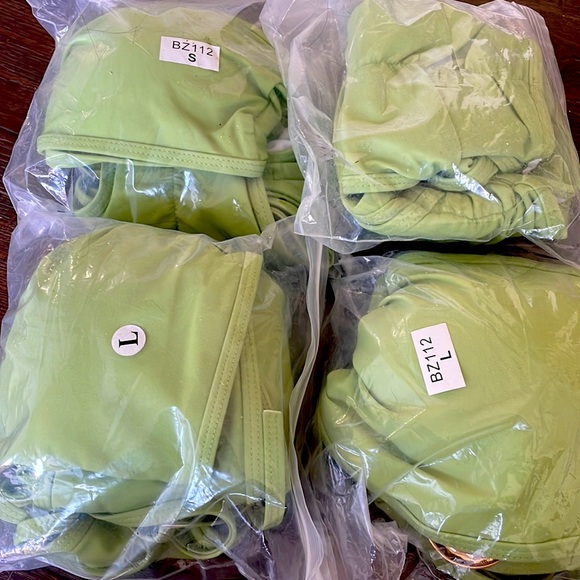 NWT SML Pistachio green gold ring multi sexy halter low rise bikini lime scrunch - Picture 11 of 12